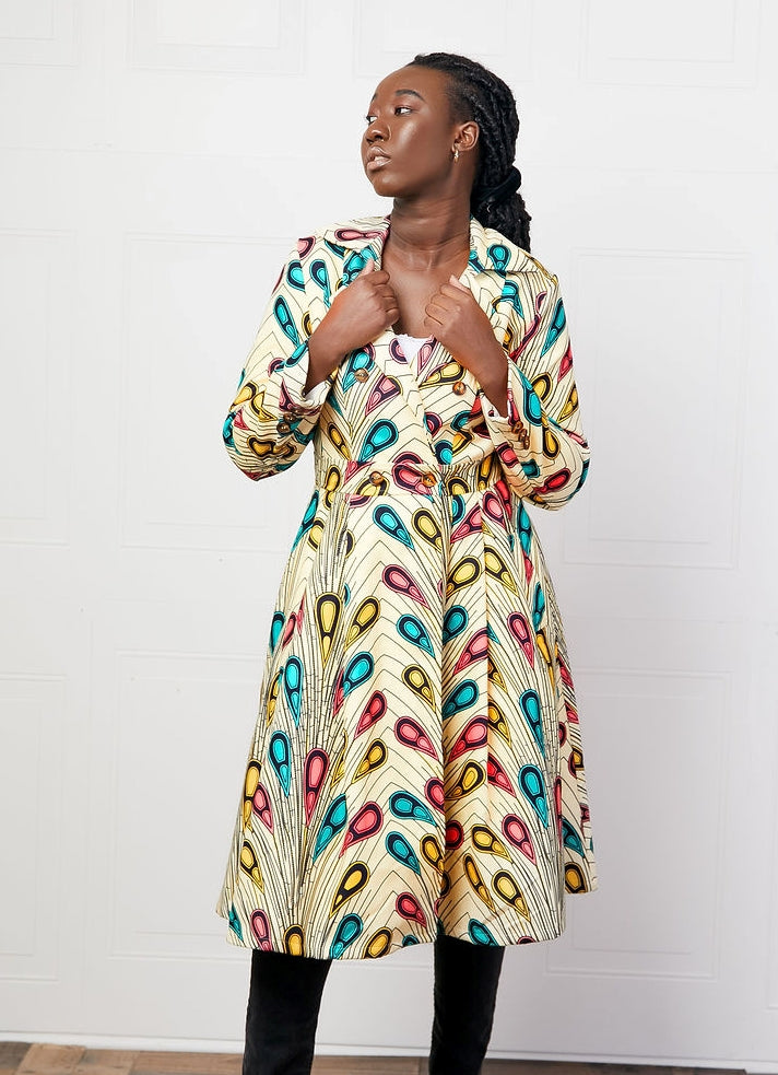 Nhyirah African print wool coat