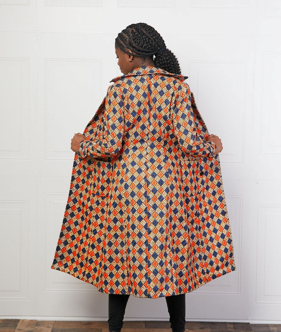 Abotere African print wool coat