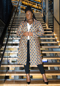 Abotere African print wool coat